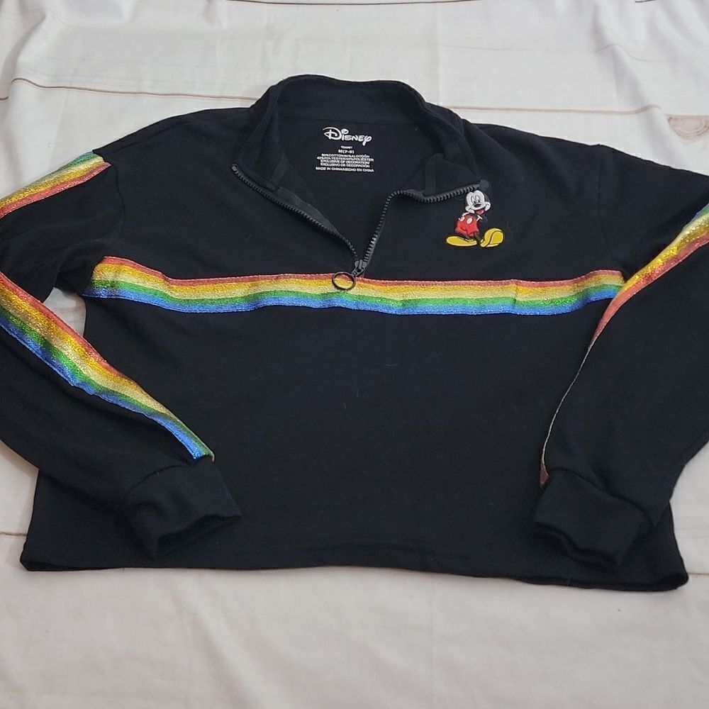 disney Mickey Mouse Randbow Foil Crop Top Juniors size Medium (7/9)